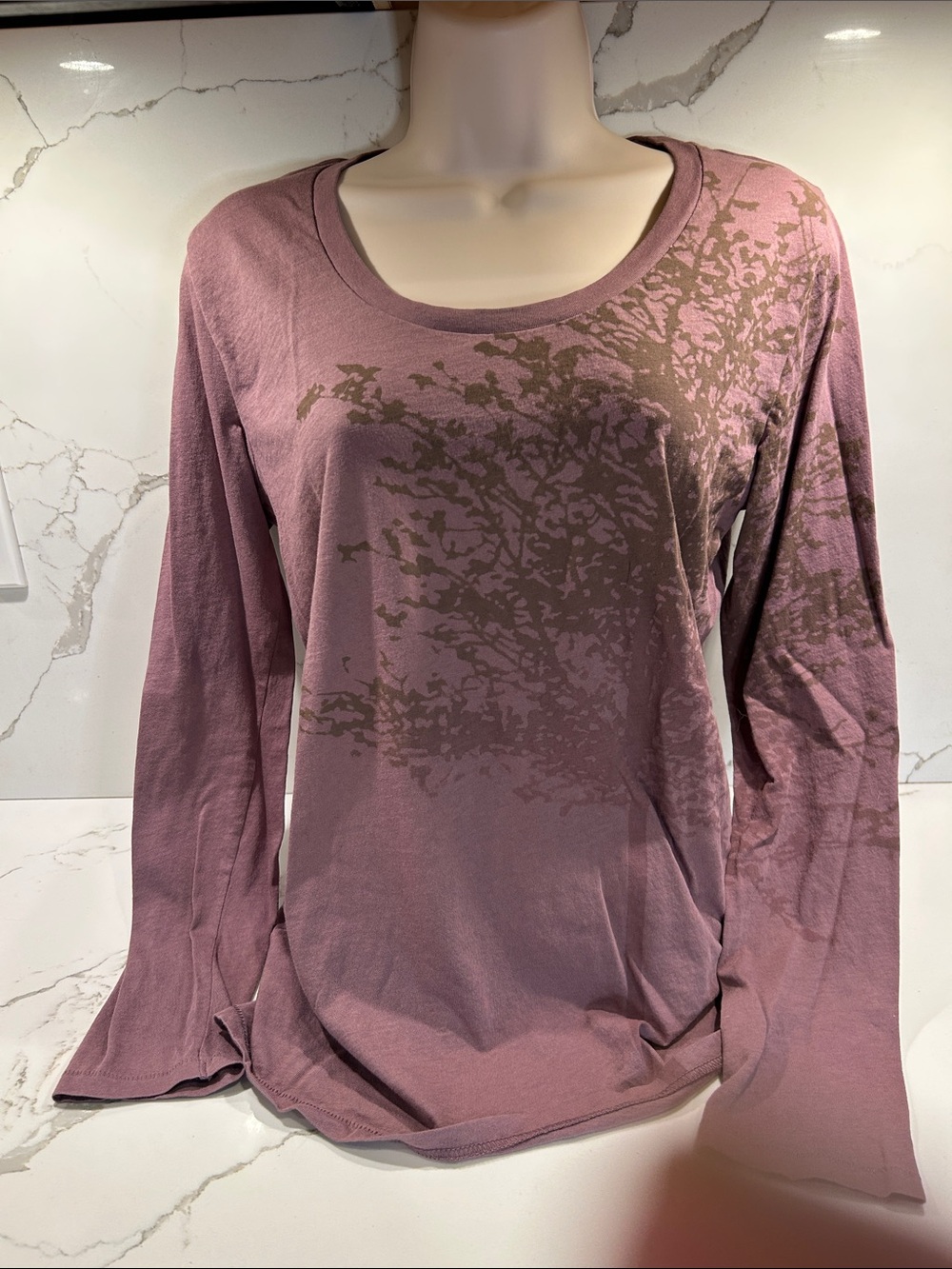 Miss Sixty Mauve Long-Sleeve Scoop Neck Printed Top